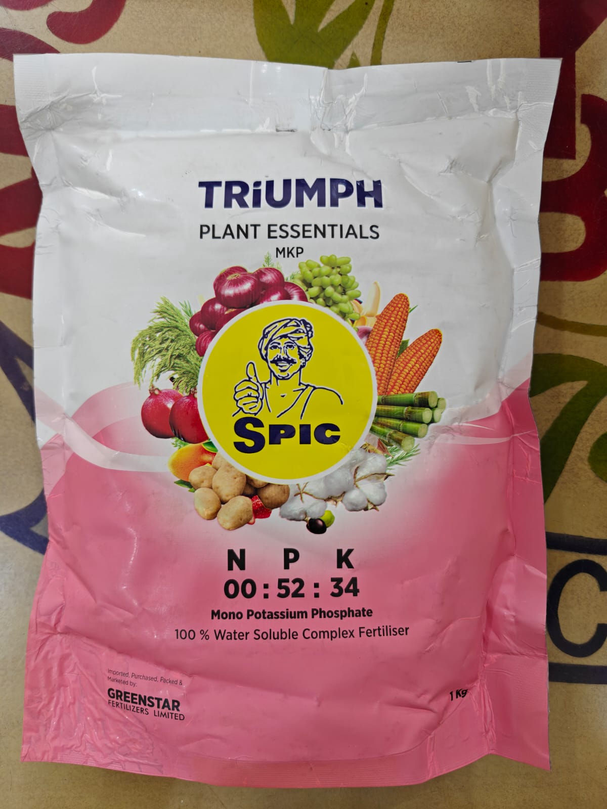SPIC Triumph NPK 00:52:34 Water Soluble Fertilizer | 1kg | Mono Potassium Phosphate